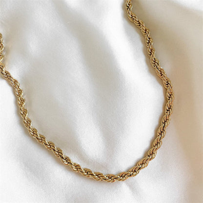 Rope Chain Necklace | 14K Gold Plated Stainless Steel with Hypoallergenic Design 6