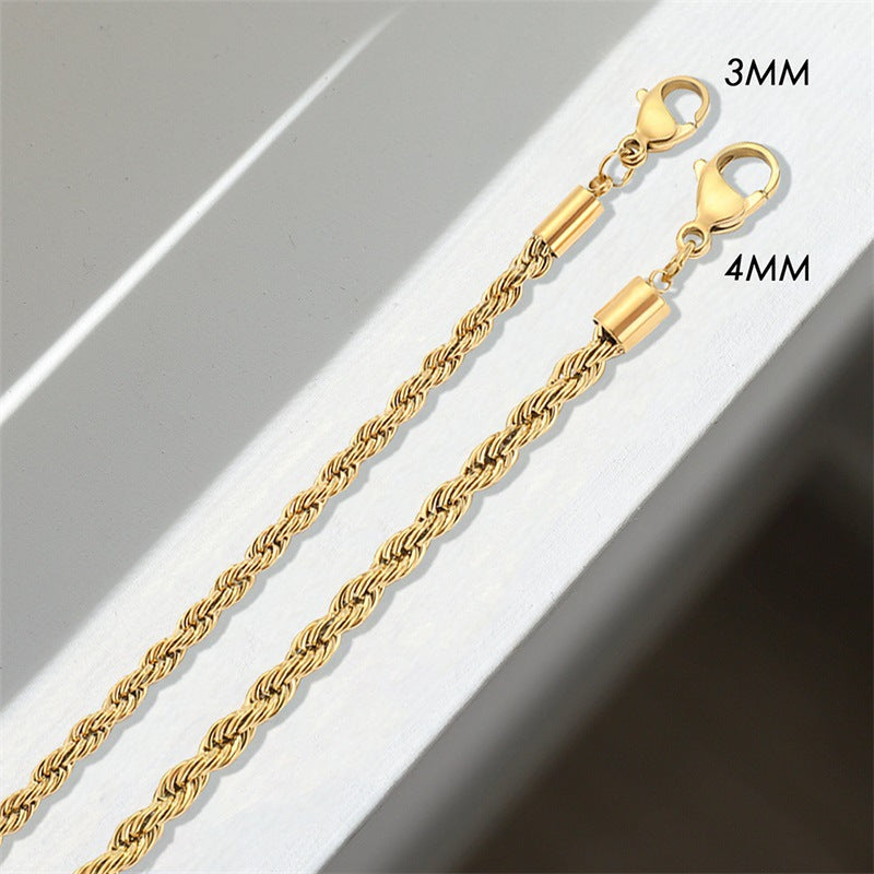 Rope Chain Necklace | 14K Gold Plated Stainless Steel with Hypoallergenic Design 8