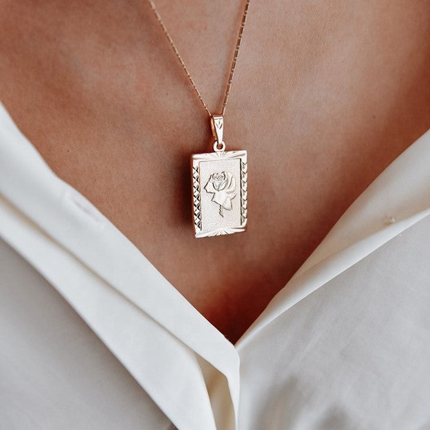 Rose Pendant Necklace | Tarnish Resistant 18K Gold/Silver Plated 1