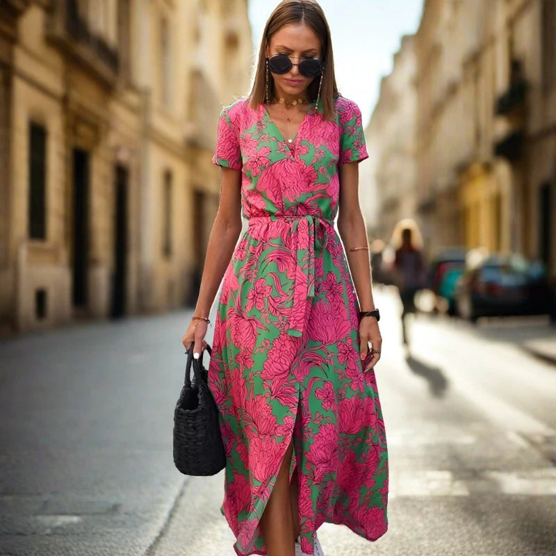 HANNAH | Floral Knitted Boho Dress