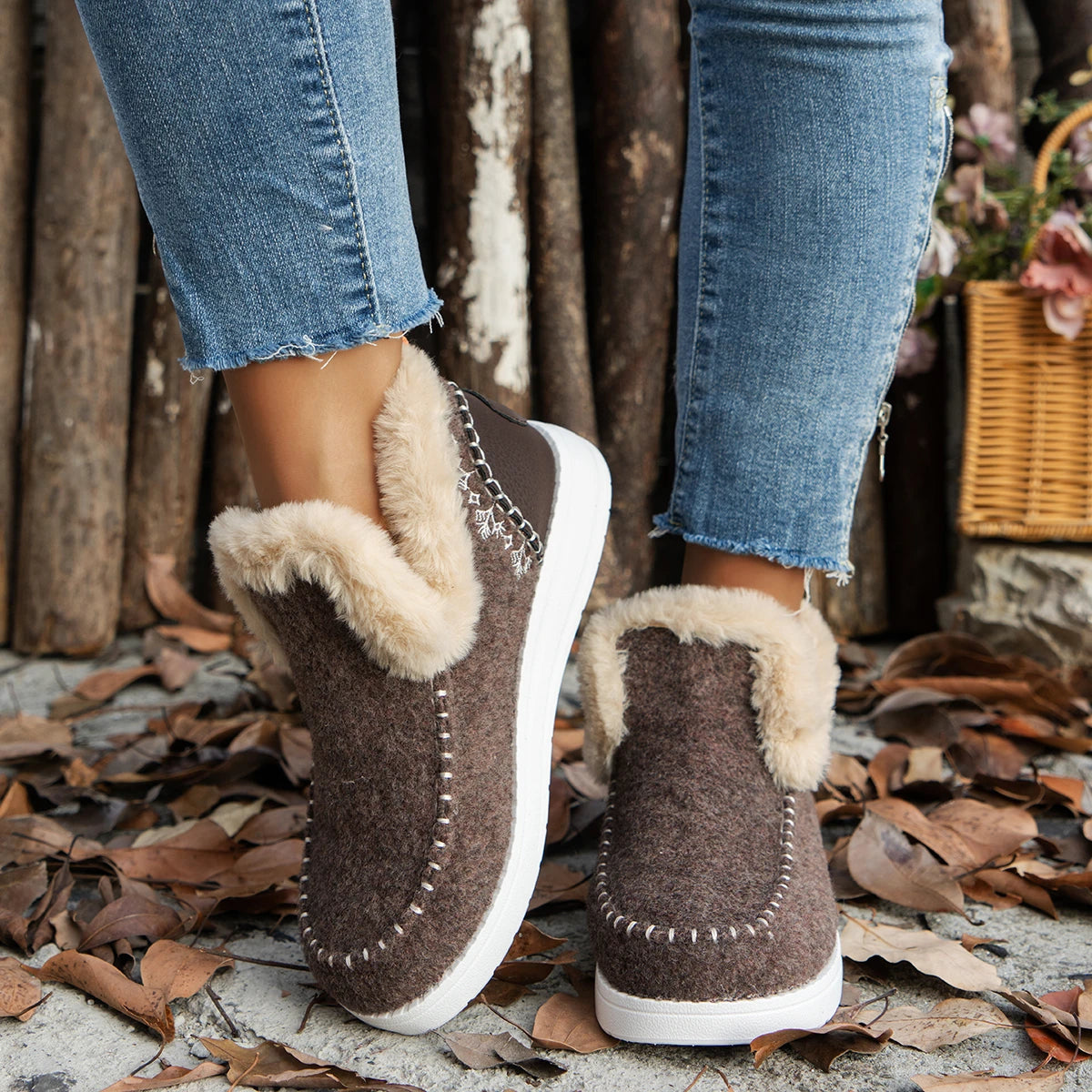 KIONA | Patchwork Eco-Suede Winter Booties