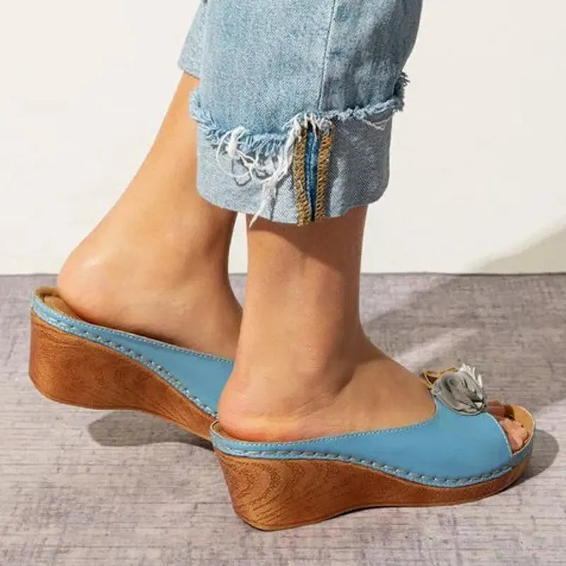 ELLIE | Flower Wedge Sandals