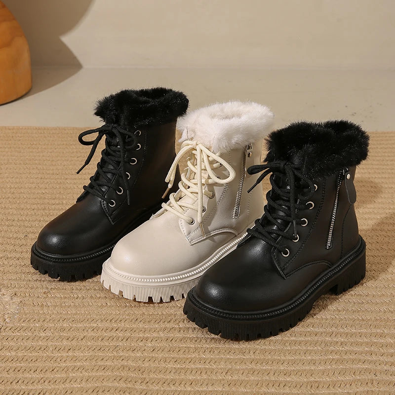 KARI | Eco-Leather Combat Winter Boots