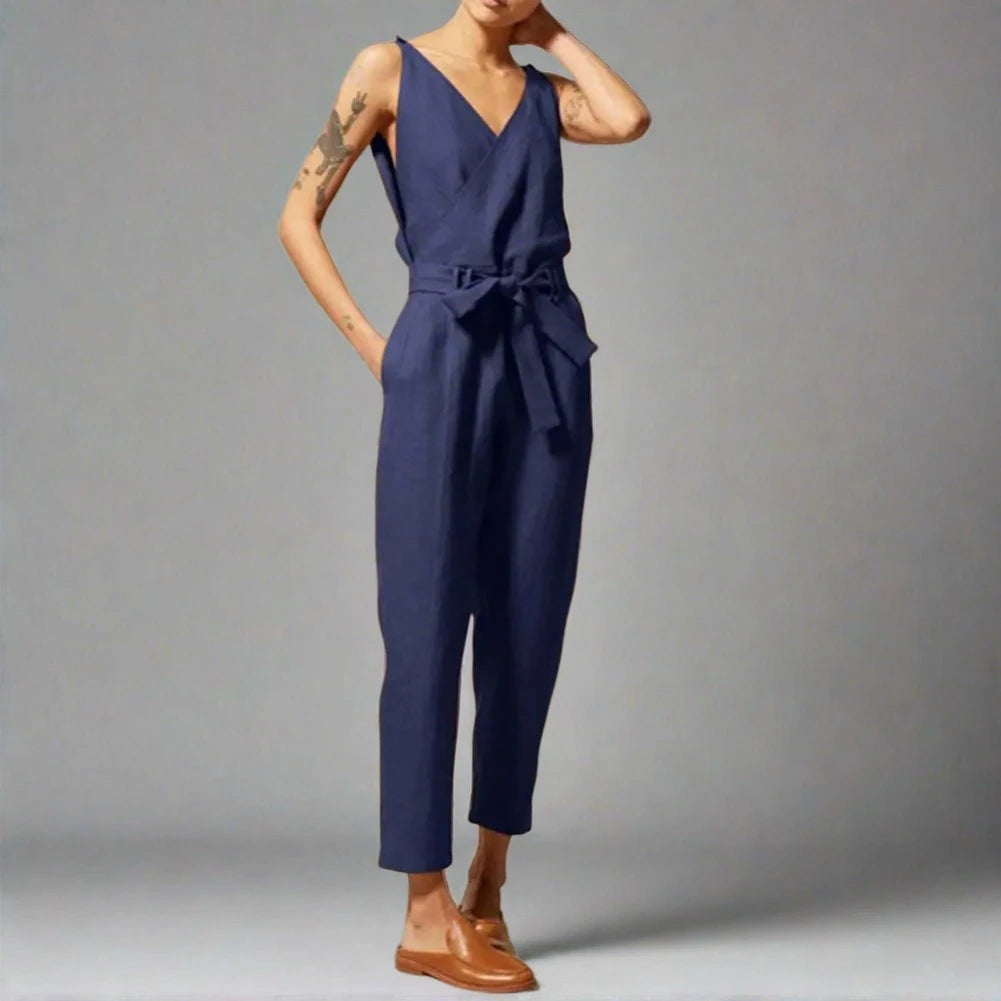 DALIA | Linnen jumpsuit met V-hals