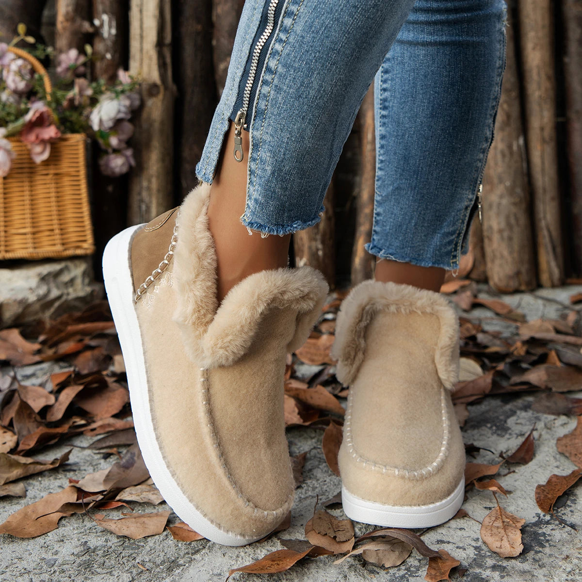 KIONA | Patchwork Eco-Suede Winter Booties