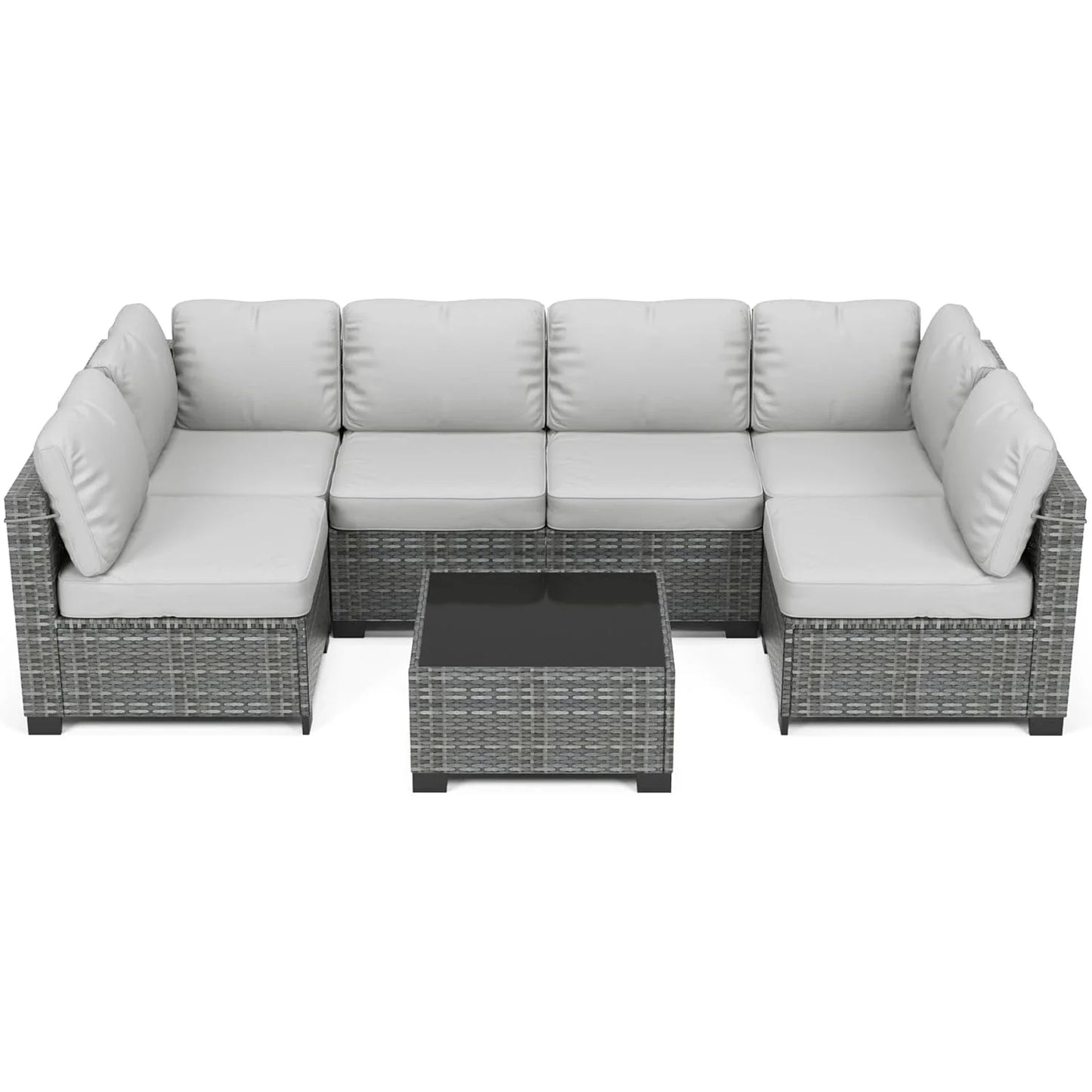 HobbyLane 7-teiliges modulares Gartenmöbel-Set aus PE-Rattan für den Außenbereich
