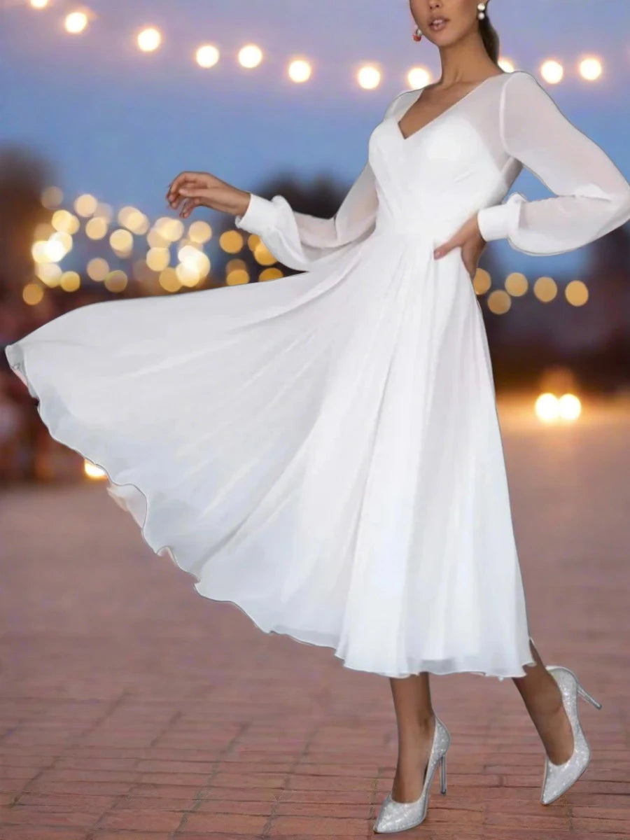 JASMIN | Elegant Chiffon Mesh Dress with Long Sleeves