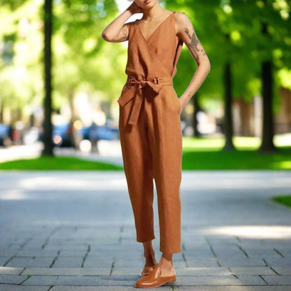 DALIA | Linnen jumpsuit met V-hals