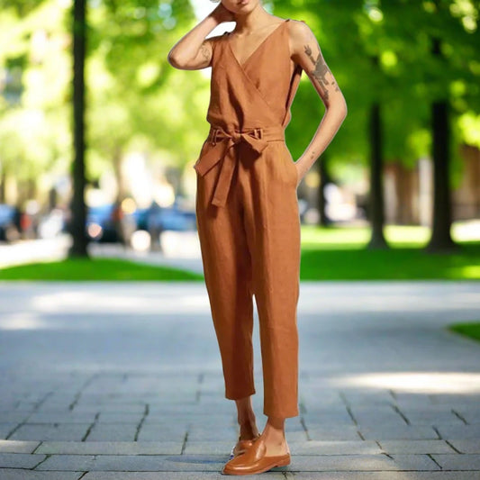 DALIA | V-Neck Linen Jumpsuit