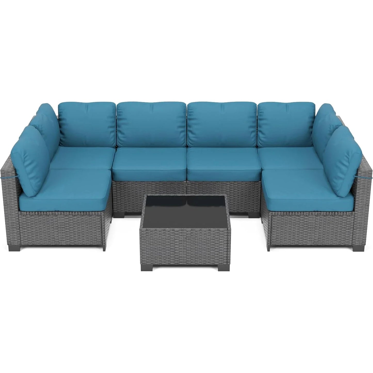 HobbyLane 7-teiliges modulares Gartenmöbel-Set aus PE-Rattan für den Außenbereich