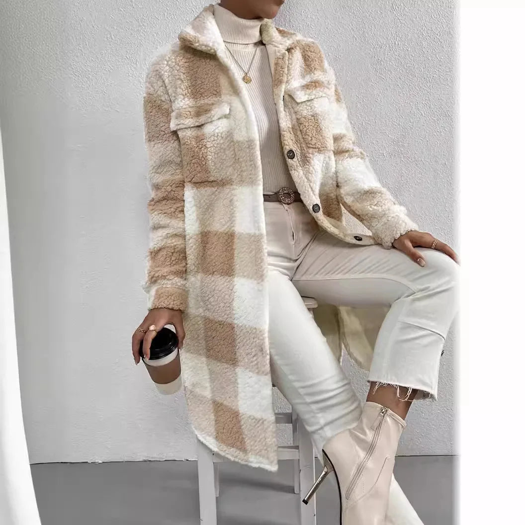TIFFANY | Cappotto lungo in pile a scacchi