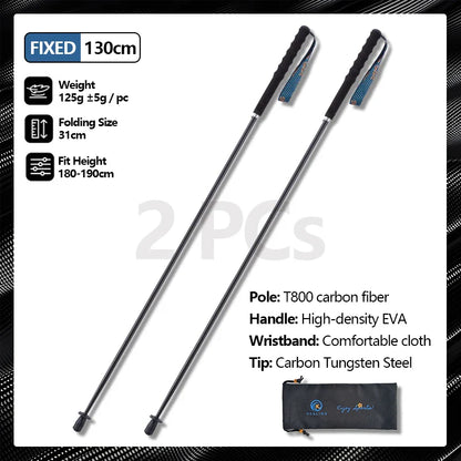 Carbon Fiber Hiking Poles Telescopic 2 Pack Lightweight