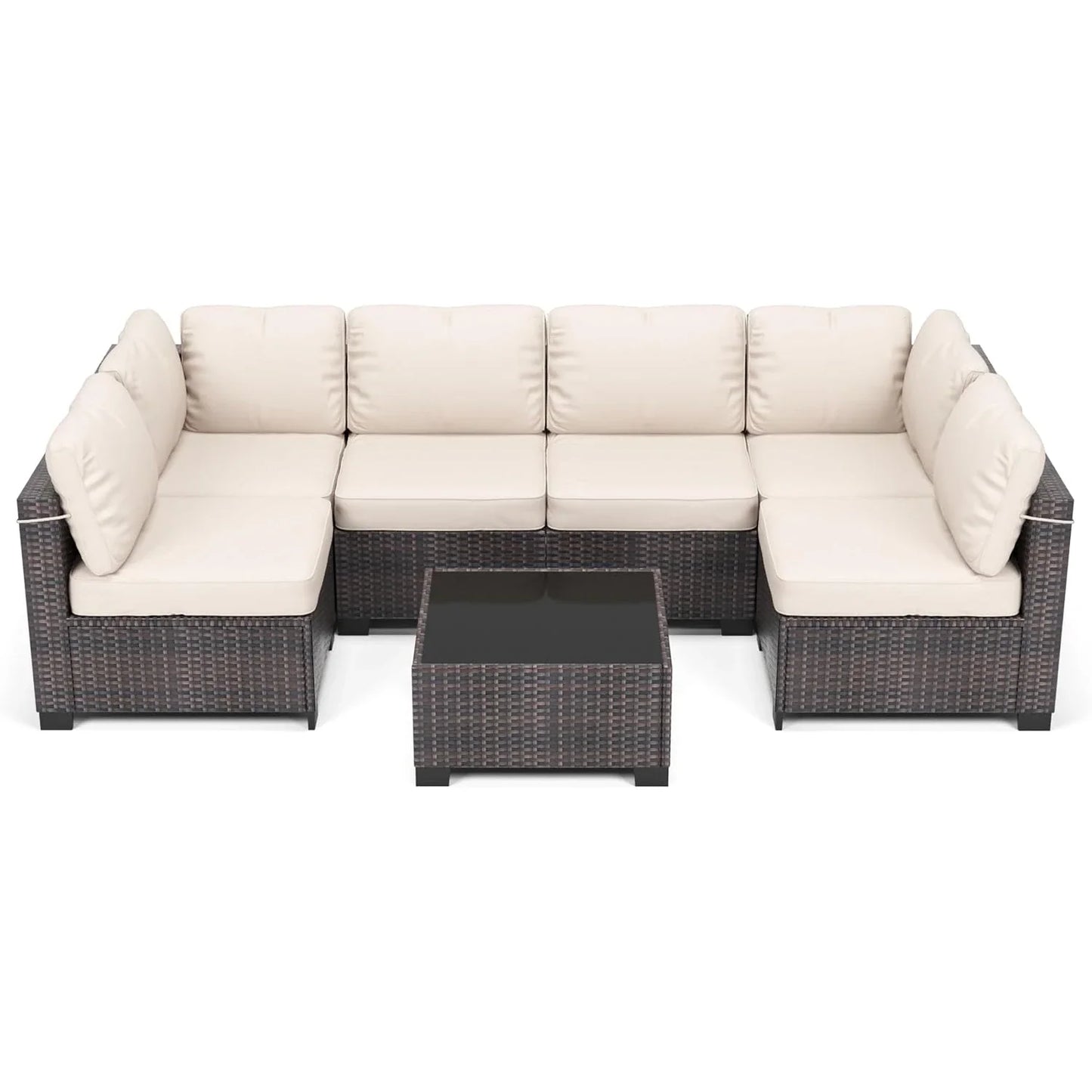 HobbyLane 7-teiliges modulares Gartenmöbel-Set aus PE-Rattan für den Außenbereich