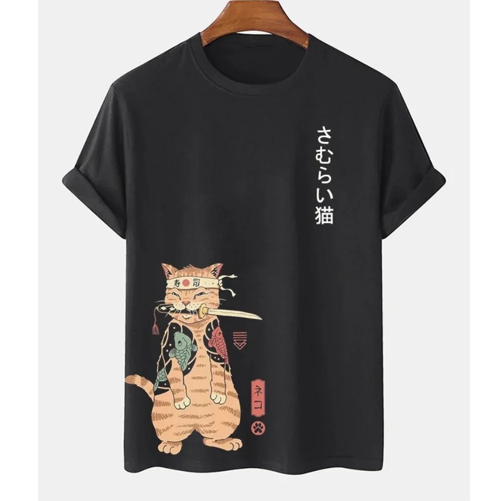 REN | Samurai-Katzen-Kurzarmhemd