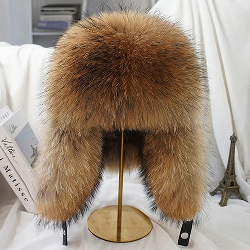 Leather Fox Fur Winter Bomber Hat | YURI