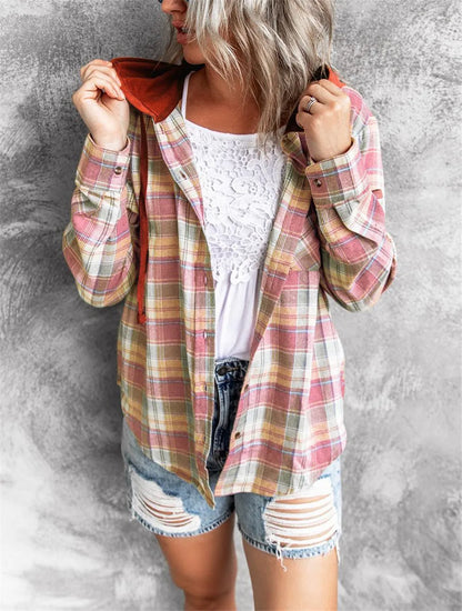 HARPER | Plaid Zip-Up Hoodie