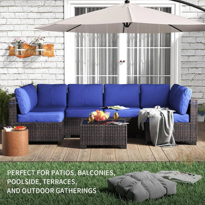 HobbyLane 7-teiliges modulares Gartenmöbel-Set aus PE-Rattan für den Außenbereich