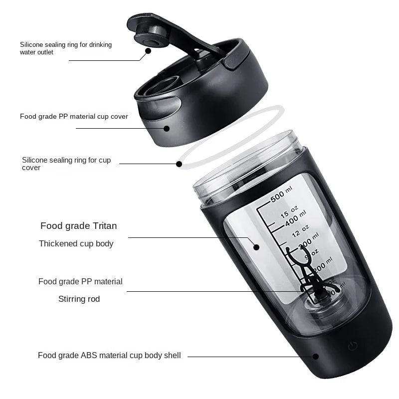 Bouteille shaker électrique portable pour protéines 650 ml | FITMIX