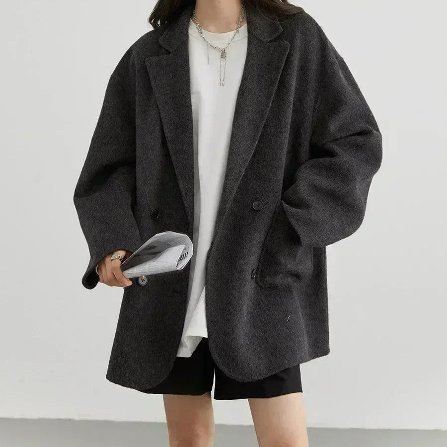 Retro Wool Blazer Overcoat | GISELLE