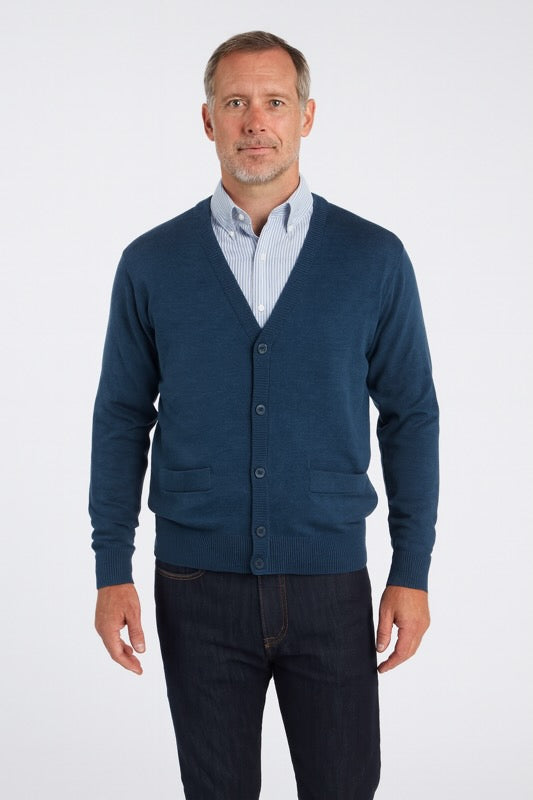 Merino Wool Cardigan in Denim