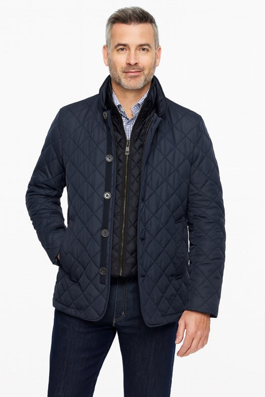 Dual-Layer Quilted Nylon Jacket - Navy