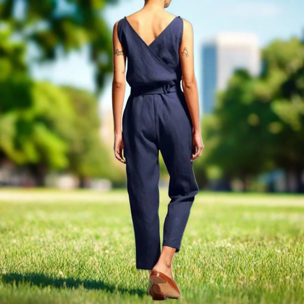 DALIA | Linnen jumpsuit met V-hals