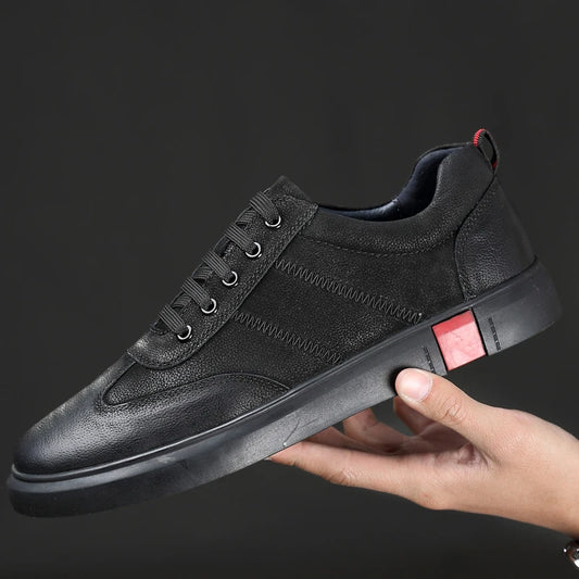 COSIMO | Zapatillas negras de piel auténtica para hombre