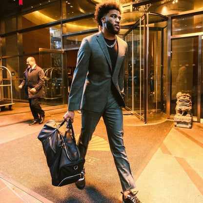 Svart skinn duffelbag