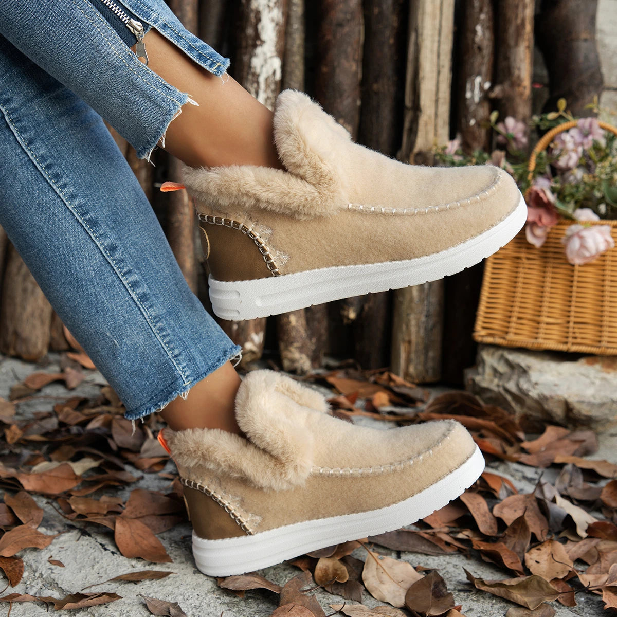 KIONA | Patchwork Eco-Suede Winter Booties