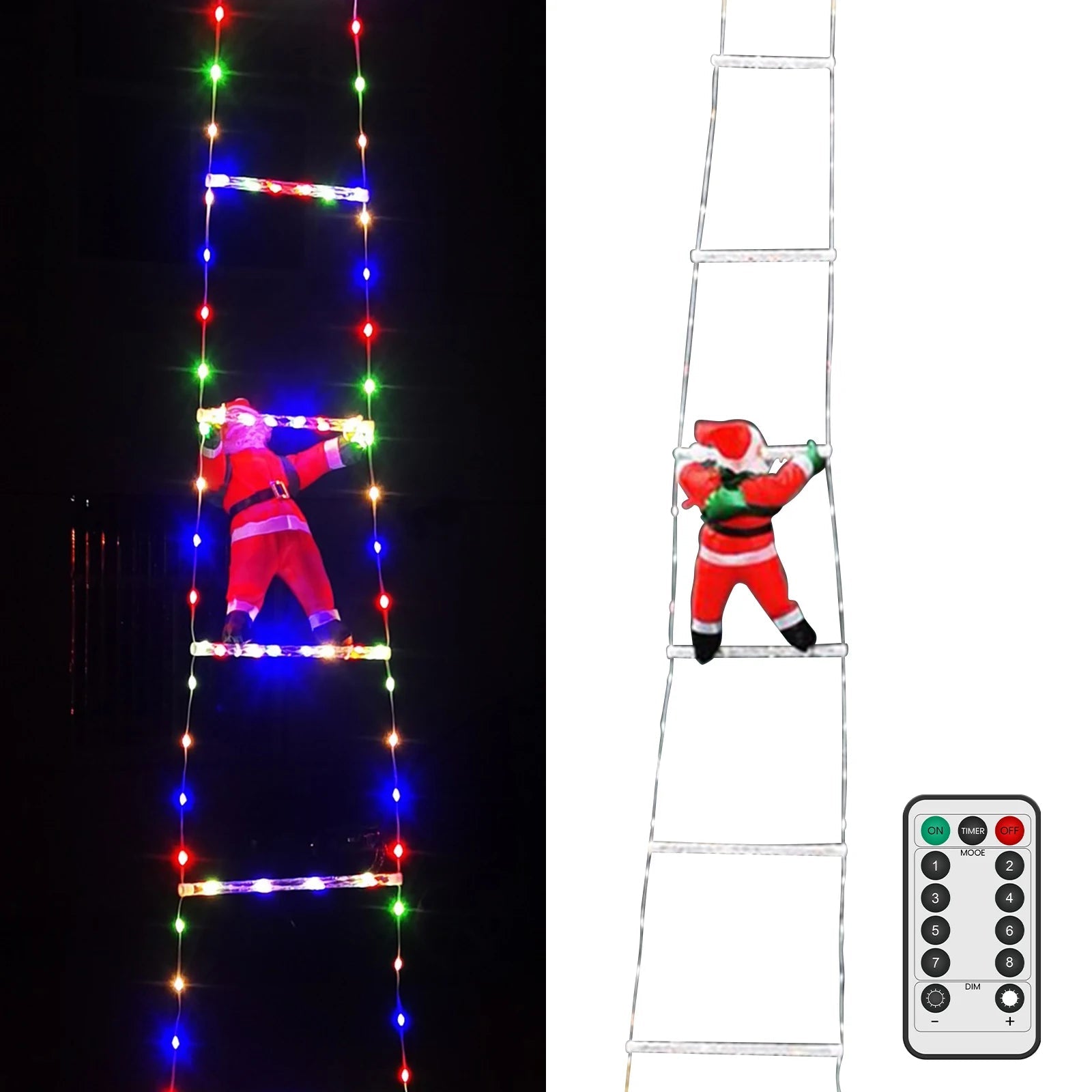 Santa Ladder Decor | Waterproof LED Christmas Decoration with Remote Control 3