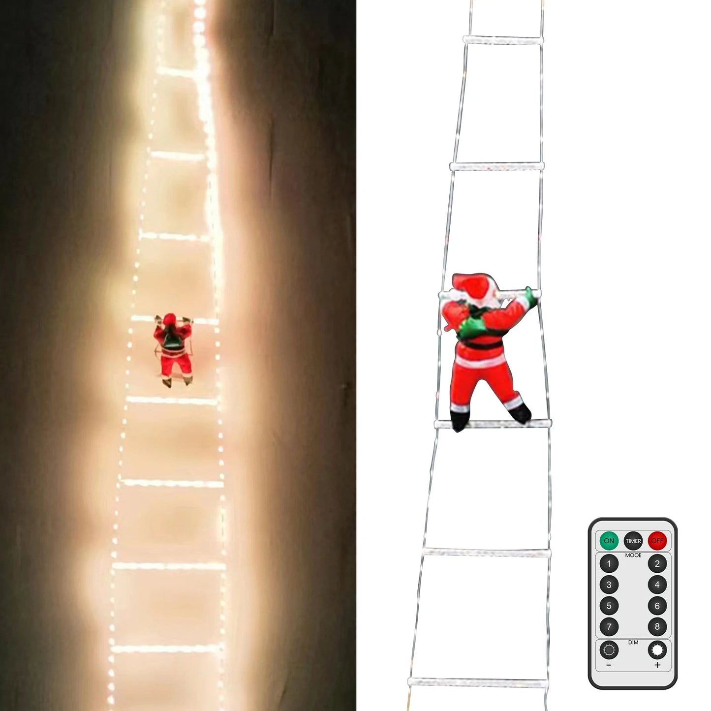 Santa Ladder Decor | Waterproof LED Christmas Decoration with Remote Control 5