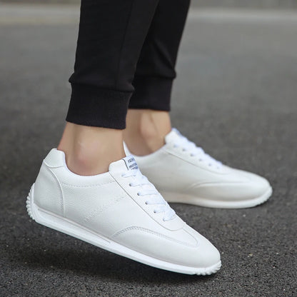 Casual Men's Sneakers – Breathable White Leather Loafers with Non-Slip Sole for All-Day Comfort 5