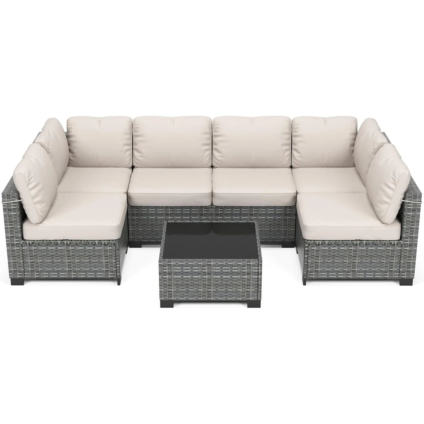 HobbyLane 7-teiliges modulares Gartenmöbel-Set aus PE-Rattan für den Außenbereich
