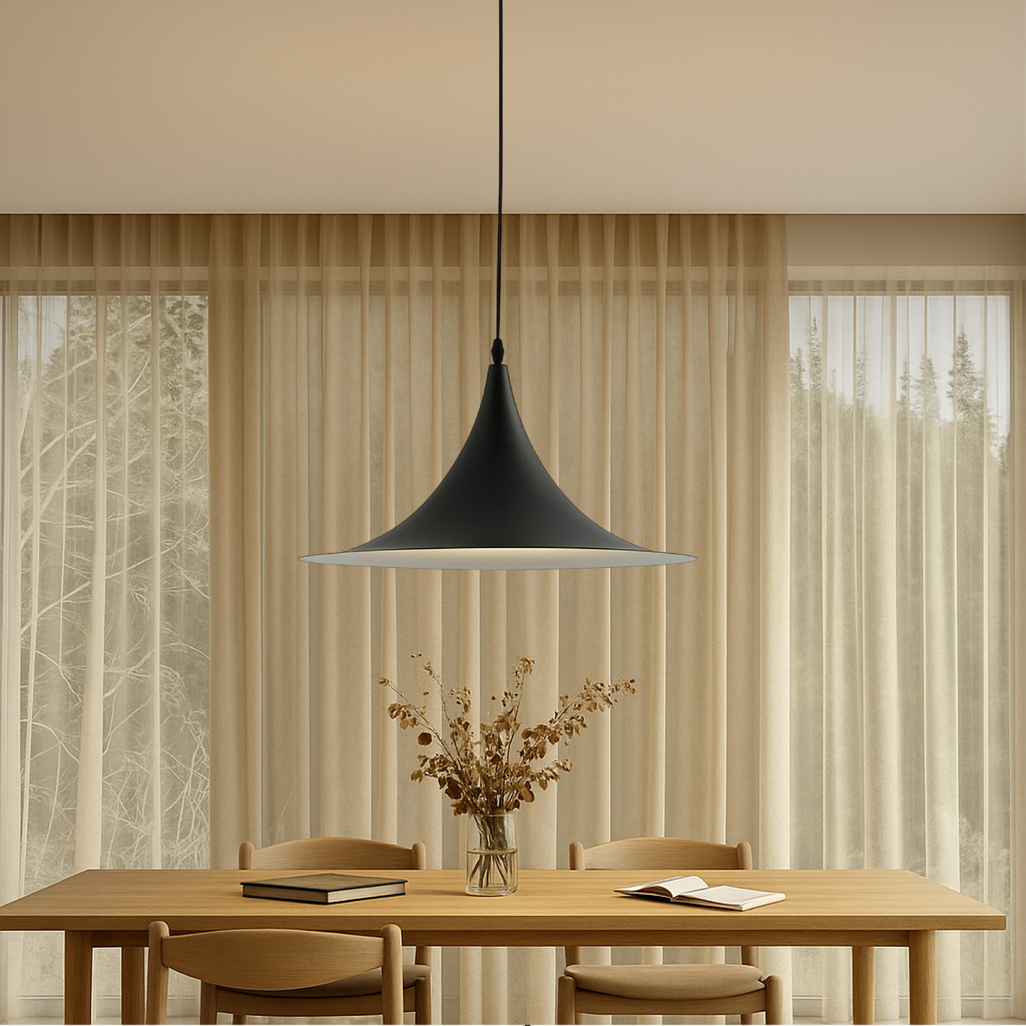 Scandinavian Pendant Lamp | Minimalist Design with Adjustable Height and Warm LED Lighting 2