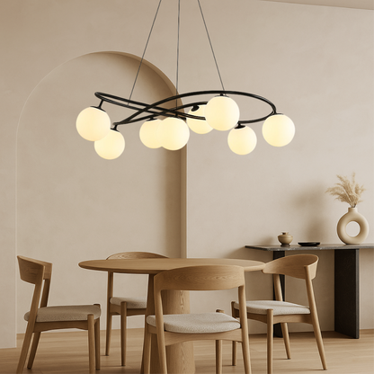 Scandinavian Retro Chandelier | Sleek Black Finish with LED Lighting 0