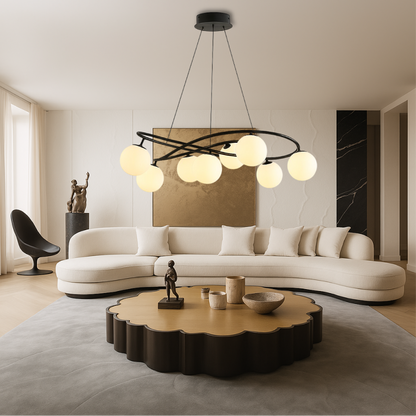 Scandinavian Retro Chandelier | Sleek Black Finish with LED Lighting 1