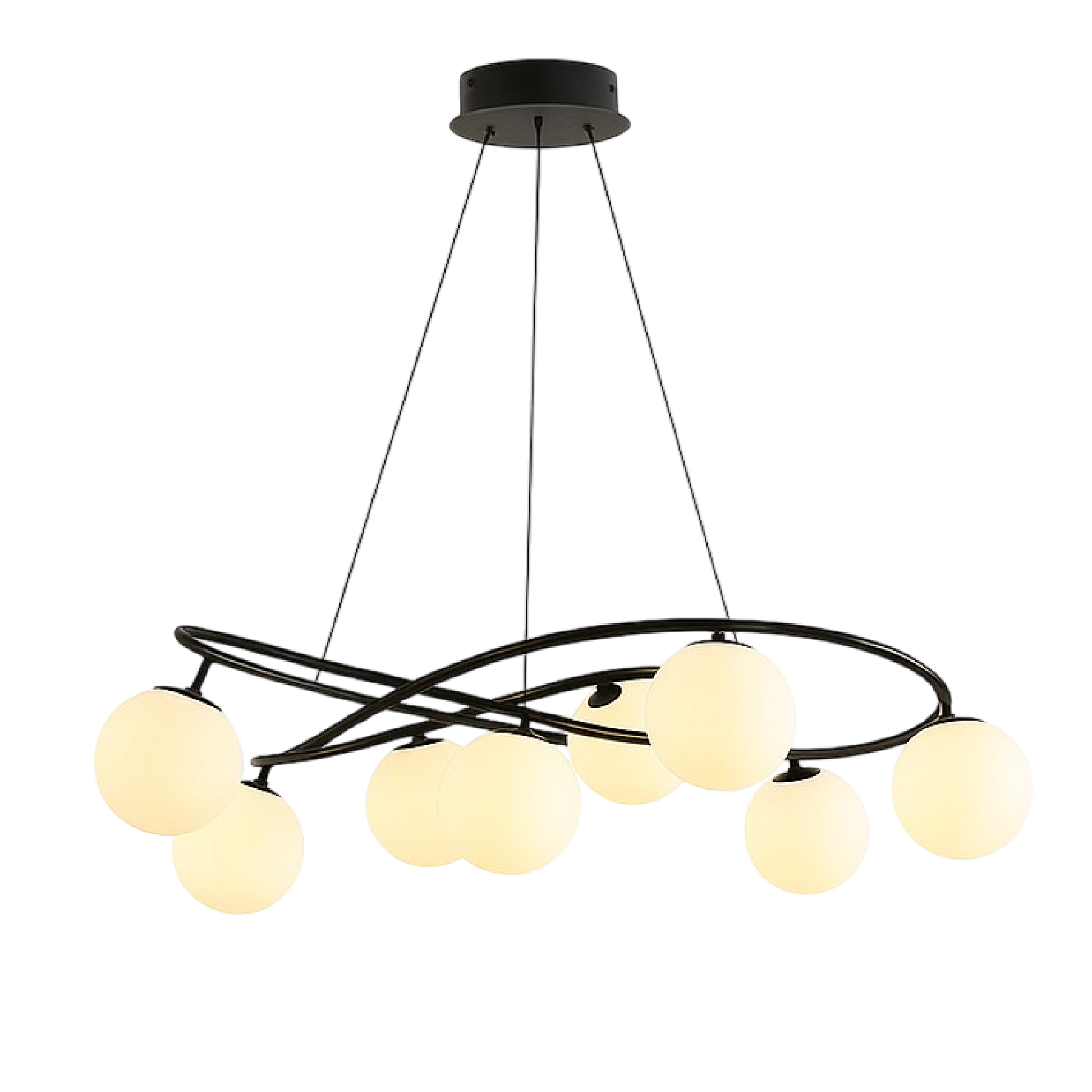 Scandinavian Retro Chandelier | Sleek Black Finish with LED Lighting 6