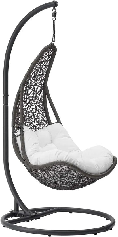 Ensemble de chaise balançoire en rotin tressé Modway Abate pour extérieur avec support