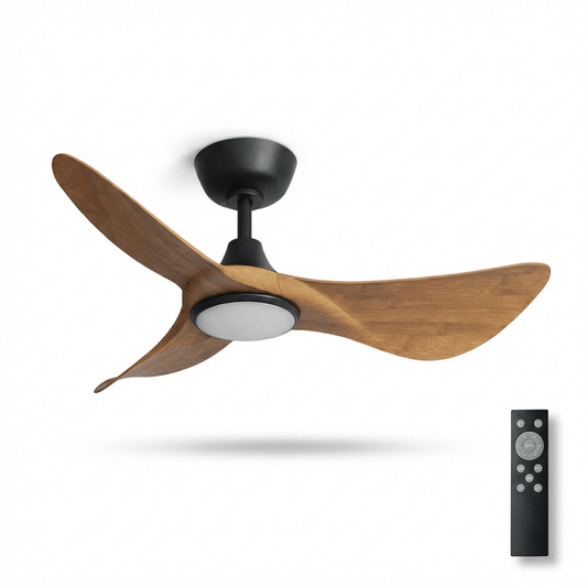 Sculpted Wood Ceiling Fan with Integrated LED Light & Remote Control 0