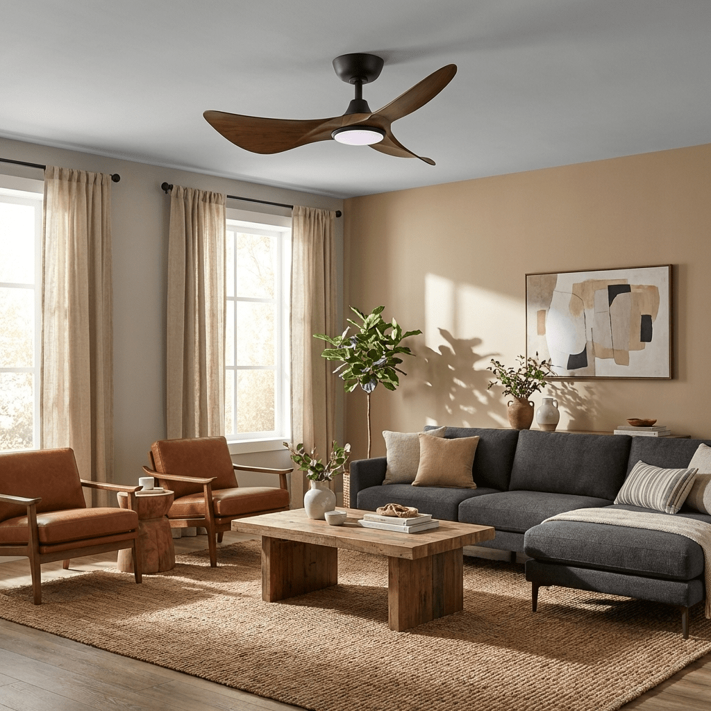 Sculpted Wood Ceiling Fan with Integrated LED Light & Remote Control 3