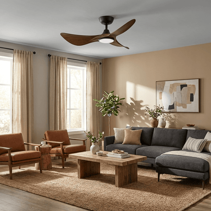 Sculpted Wood Ceiling Fan with Integrated LED Light & Remote Control 3