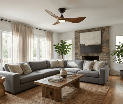 Sculpted Wood Ceiling Fan with Integrated LED Light & Remote Control 5