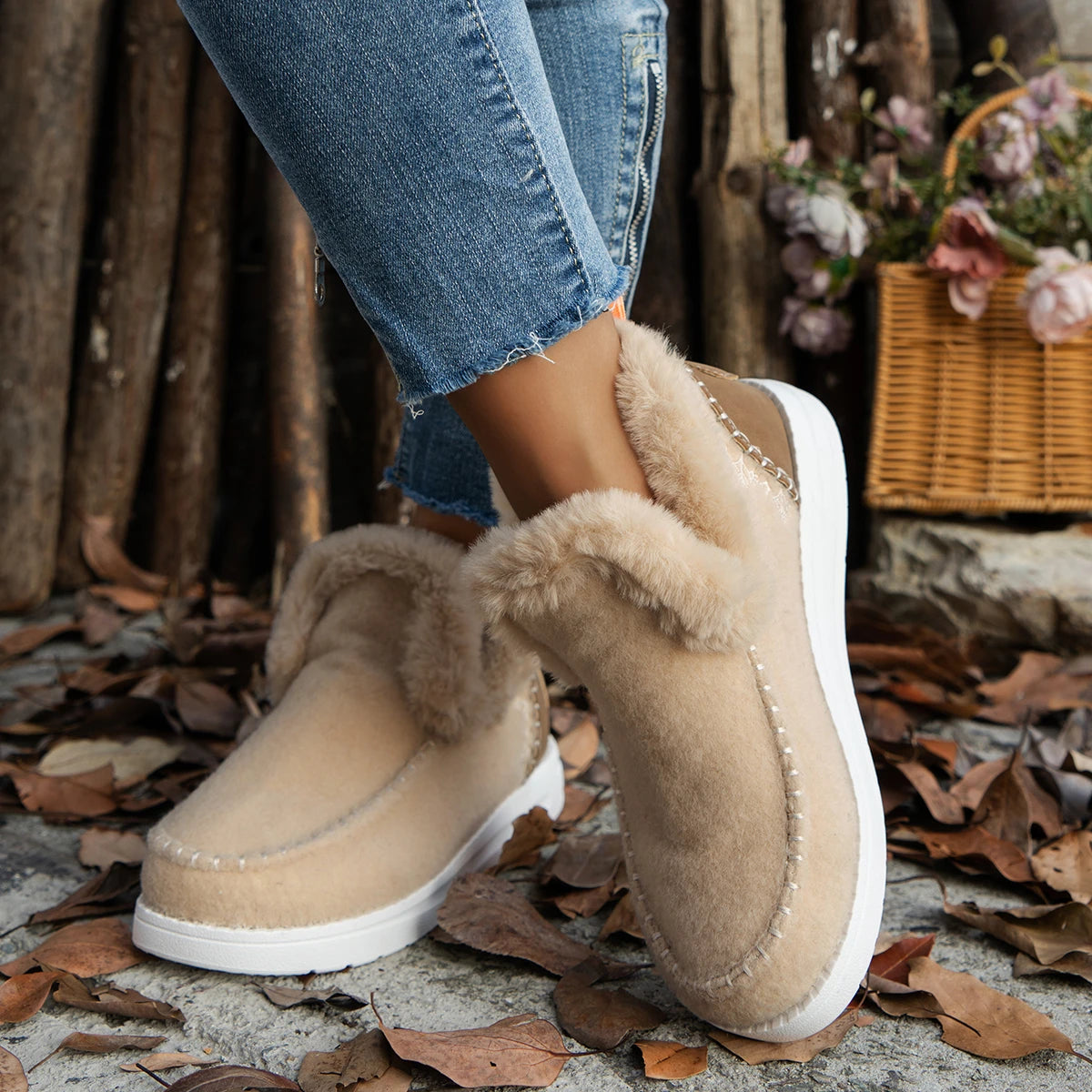 KIONA | Patchwork Eco-Suede Winter Booties