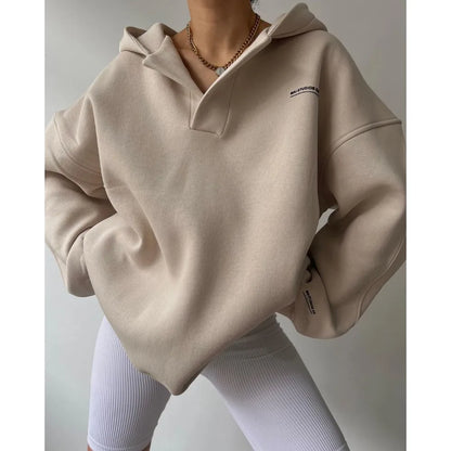 Oversized V-Neck Hoodie | DAHLIA