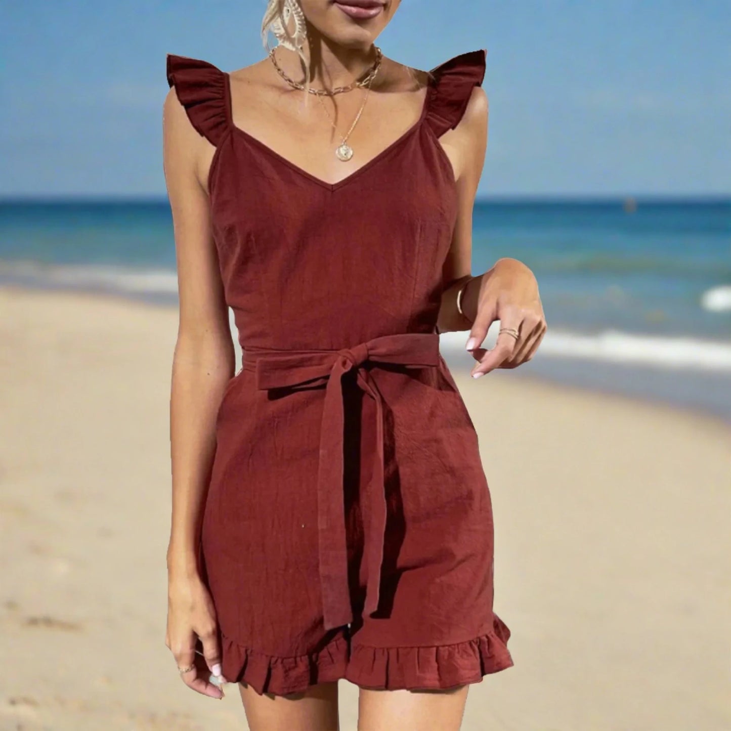 KIRA | Relaxte playsuit met strikknoop