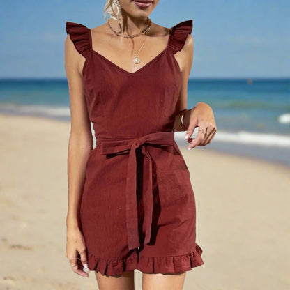 KIRA | Relaxte playsuit met strikknoop