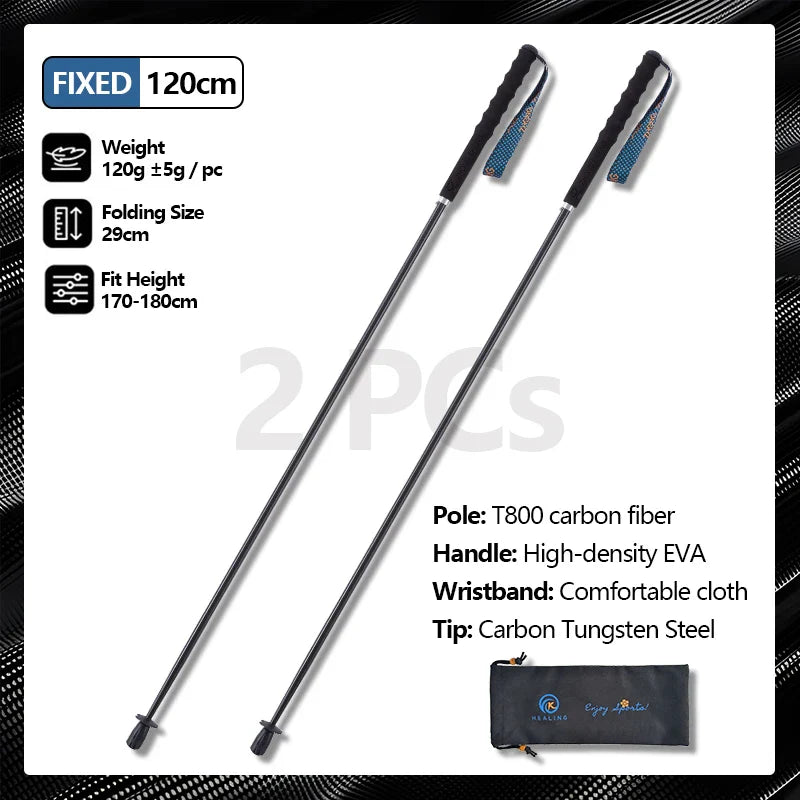 Carbon Fiber Hiking Poles Telescopic 2 Pack Lightweight