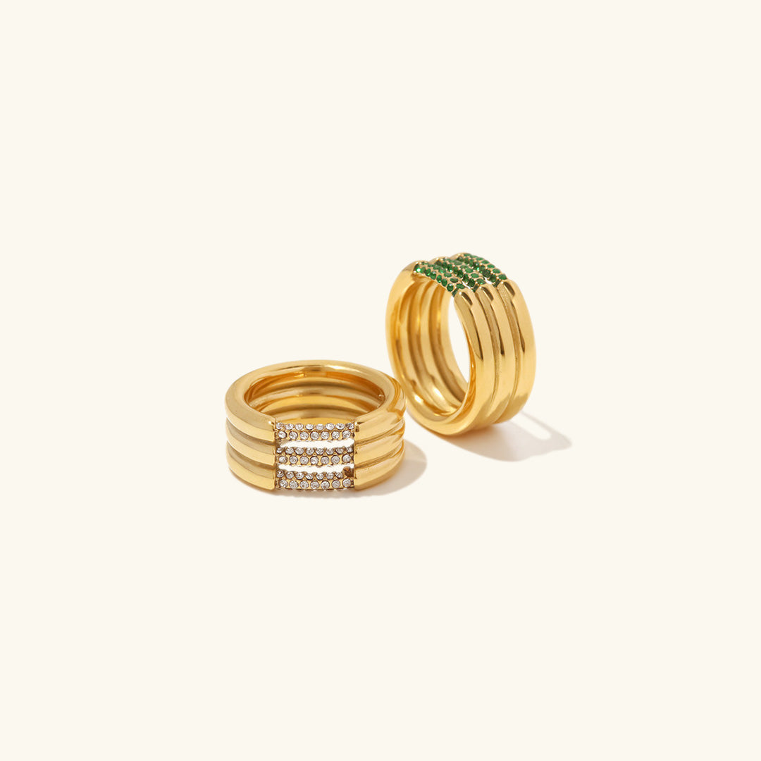 Serenity Gold Ring | Elegant 18k Gold Plated with Diamond Simulants 1