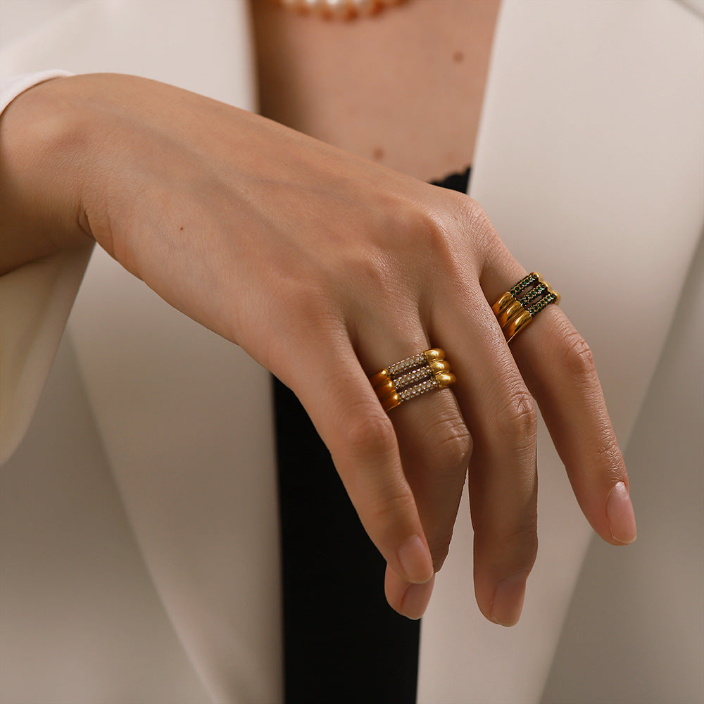 Serenity Gold Ring | Elegant 18k Gold Plated with Diamond Simulants 4