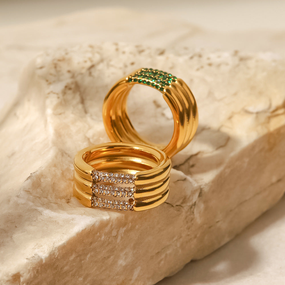 Serenity Gold Ring | Elegant 18k Gold Plated with Diamond Simulants 5